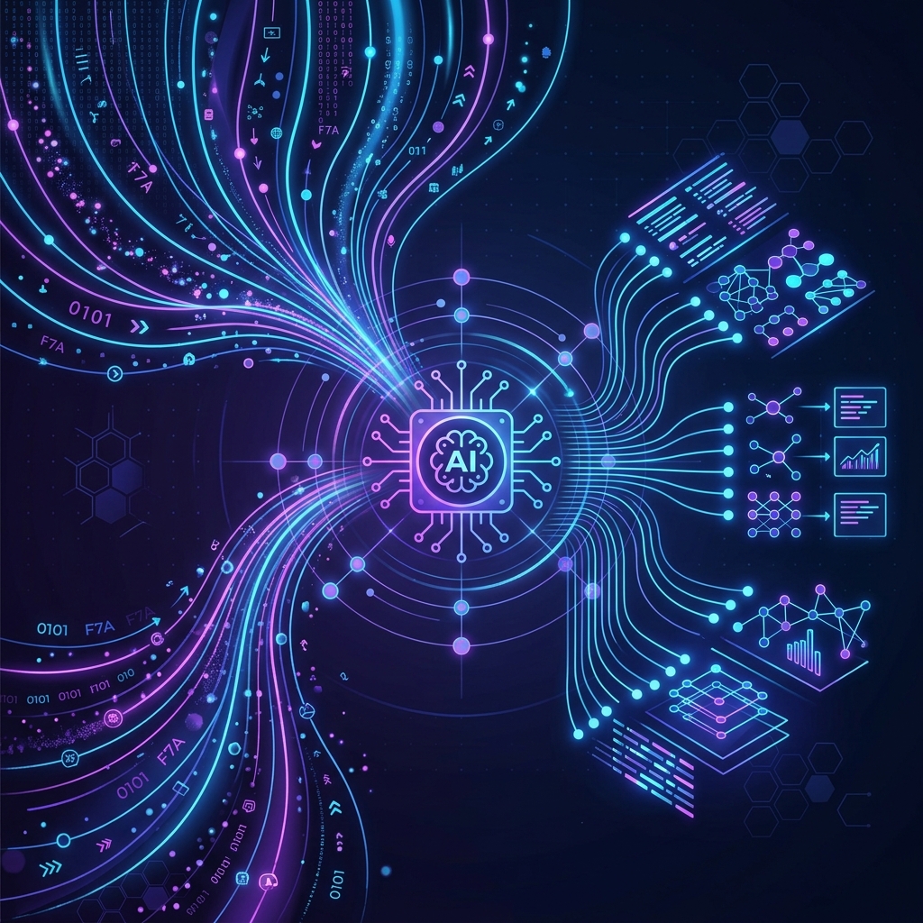 Inteligência artificial conectando dados e tarefas